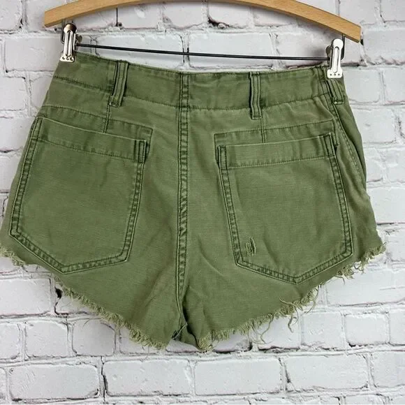 Free People Raw and Patched Standoff Short Cotton Soft Natural Mossy - Picture 8 of 14